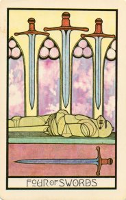 The Four of Swords from the Aquarian Tarot