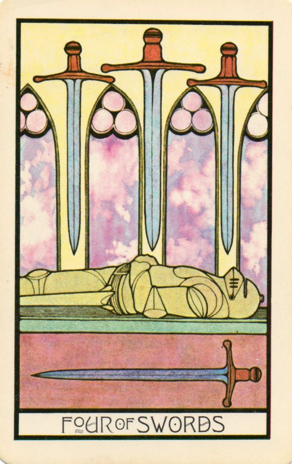 The Four of Swords from the Aquarian Tarot