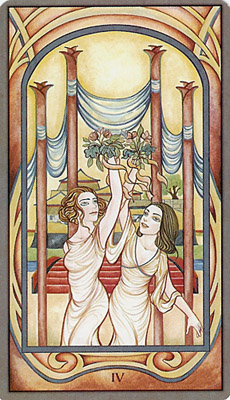 The Four of Wands from the Fenestra Tarot at www.BohemianPathTarot.com