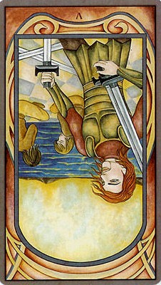 The Five of Swords (Reversed) from the Fenestra Tarot