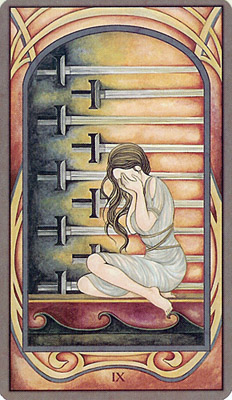 The Nine of Swords from the Fenestra Tarot