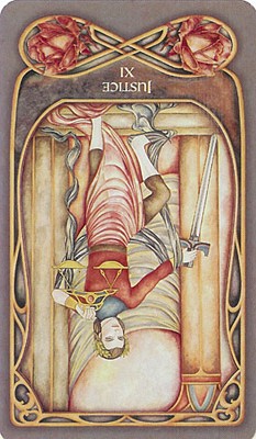 Justice reversed from the Fenestra Tarot