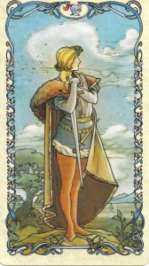 The Page of Swords from the Tarot Mucha