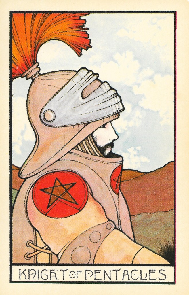 The Knight of Pentacles from the Aquarian Tarot, Tarot thoughts at www.BohemianPathTarot.com