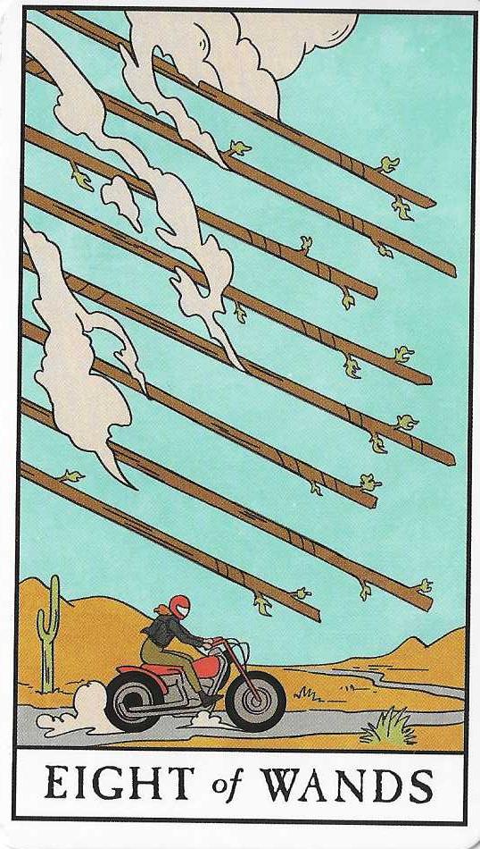The Eight of Wands from the Modern Witch Tarot
